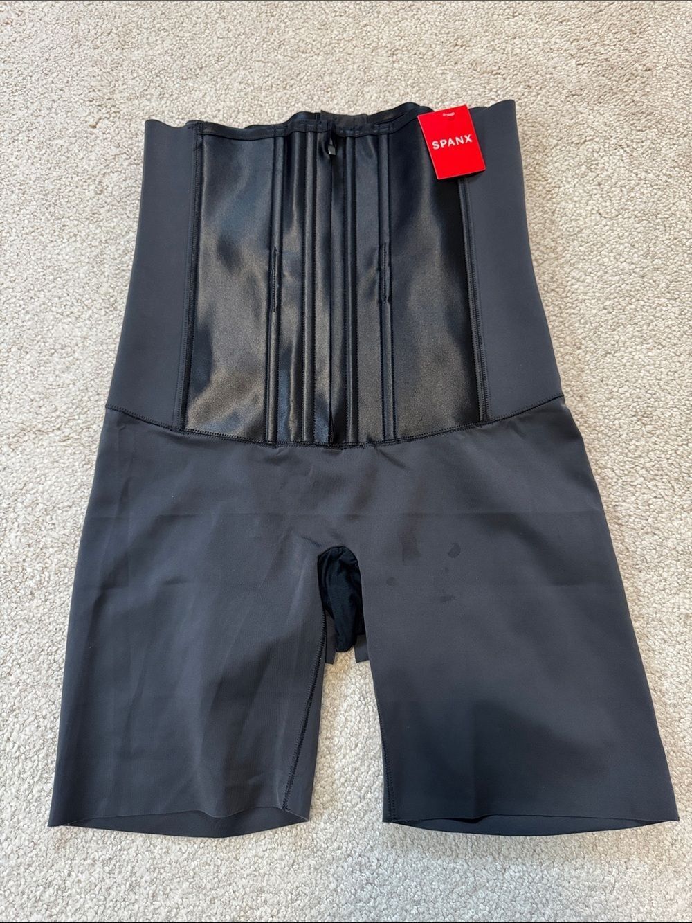 SPANX Under Sculpture Waist Cincher Corseted High Rise Shorts Black SzL NWT